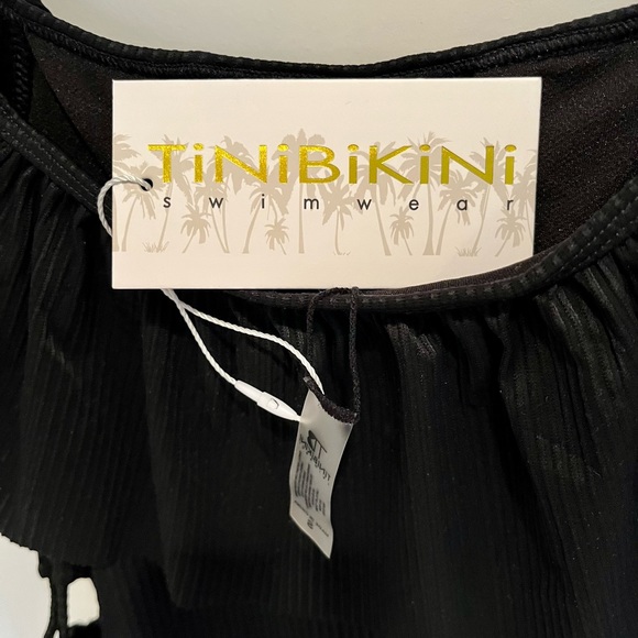 NWT TiniBikini One Piece Ruffle Top Swimsuit, Black, S - Picture 8 of 8